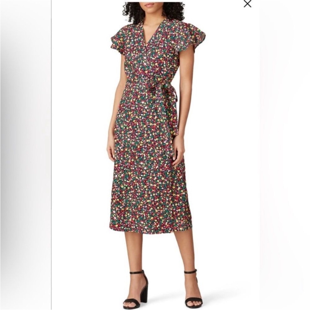 Draper James Floral Linen wrap dress size 12